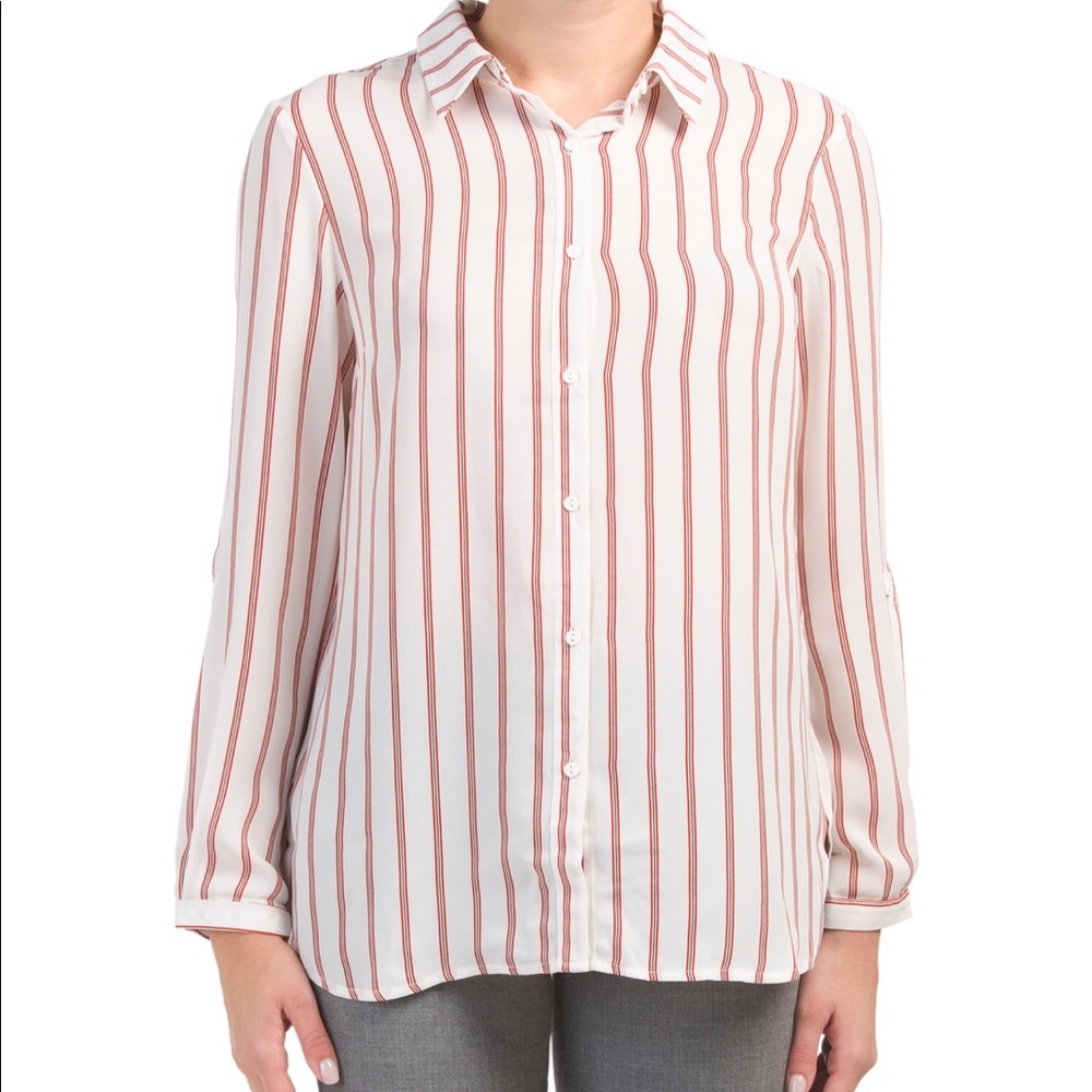 🔥Adrianna Papell  button down striped shirt🔥